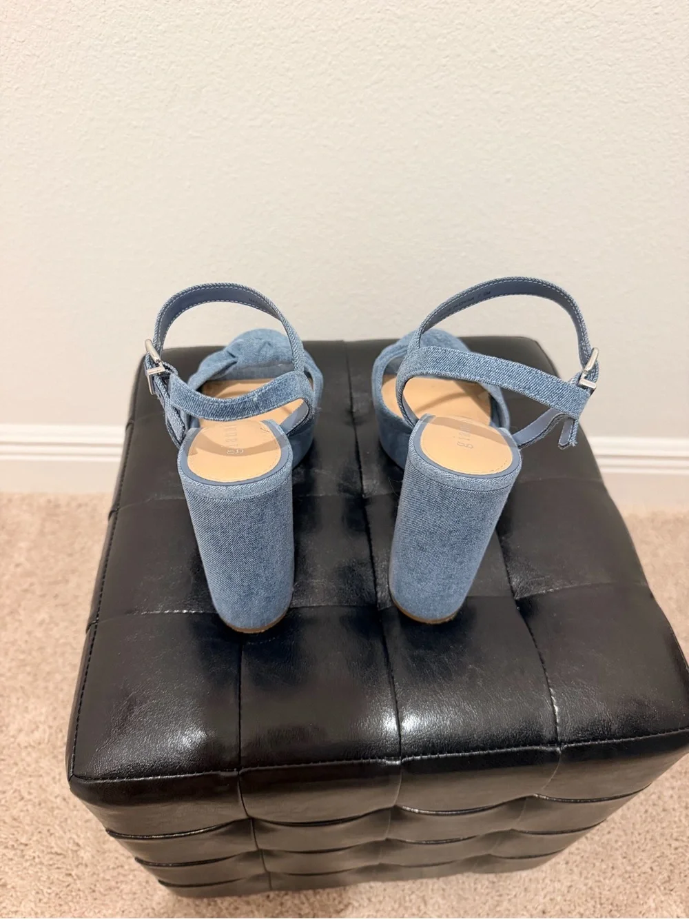Gianni Bini Denim Blue Knotted Platform Sandals